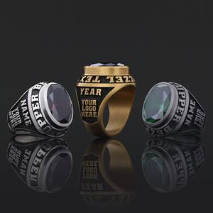 Bague d'École BOJ 014 Personnalisée en Argent et Diamant, Bague de Diplôme Universitaire Unisexe, Cadeau pour Fêtes et Occasions Spéciales, Prix Bas - Product Image 1