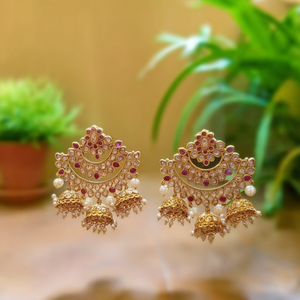Jumki Designer Religious Charm Hoop Drop Earrings with Zircon and Pearl - Product Image 3