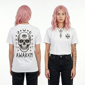 Camiseta de algodón pesado 240GSM gris vintage con gráfico de calavera y gusano personalizado para mujer, venta al por mayor, fabricante de ropa urbana - Product Image 5