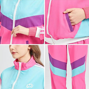 Conjunto Deportivo Cortavientos Ligero y Reversible de Estilo Disco de los 80, Transpirable y Ecológico, para Unisex, Color Rosa Retro Hip Hop - Product Image 3