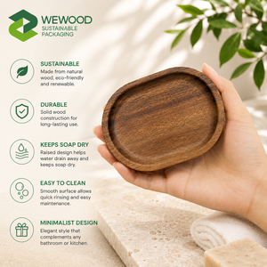 Porte-savon en bois massif écologique, porte-savon en bois naturel pour salle de bain, comptoir de cuisine - Product Image 2