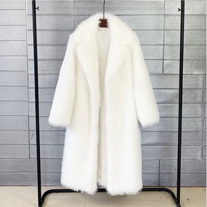 Manteau long en fourrure pour femme, épais et chaud, en coton et polyester, à manches longues, boutonné sur le devant, coupe décontractée, pour tous les jours - Product Image 1
