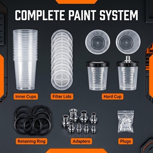 Sistema de Vaso para Pistola de Pintura Desechable de 800ml Moldeado por Inyección con Escala Precisa y Tapas con Filtro de 125/190 Micrones para Retoques Automotrices - Product Image 4