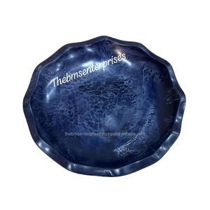 Modern <b>Marble</b>-Look Resin Bowl <b>Set</b> Best Quality Polished and Sustainable Design Food Safe for Parties Fruits Includes Plate - Product Image 4