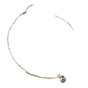 Delicado Collar con Colgante de Perla Individual de la Familia Shi, Cadena de Clavícula de Plata Rota con Diamantes Brillantes, Colgante Fino, Simple y Elegante - Product Image 4