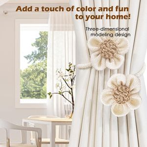 Set di 2 Eleganti Fermatende Fai-da-Te in Corda, Stile Boho Girasole, Accessori Decorativi da Parete per Porte e Finestre - Product Image 3