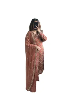 Vestidos de lujo de diseñadores pakistaníes Colección de gasa Trabajo bordado Ropa DE BODA Traje Salwar Kameez