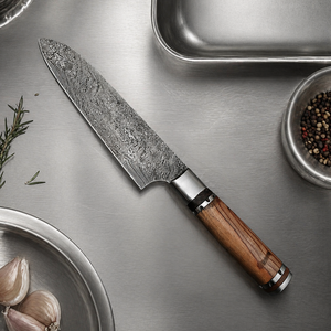 Couteau de chef artisanal en acier Damas, design ambidextre, lame de 8 pouces, épaisseur de 3,0 mm, manche en bois - Product Image 1