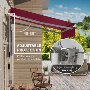 Tenda da Sole Manuale Retrattile 2,4m x 2m con Manovella, Protezione Solare per Esterni, Copertura per Finestre e Terrazze, Rosso Vino - Bracci Pieghevoli, Misura 4m - Product Image 4
