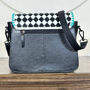 Sac à main pour femme en cuir de vachette à motifs à carreaux avec motif de cartes à jouer, style cowgirl tendance, bandoulière et épaule - Product Image 5