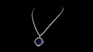 Collar de Plata con Diamantes Cultivados en Laboratorio y Colgante con Aspecto de Zafiro Azul |   Joyería nupcial | Joyería nupcial | Fabricante de Joyería - Product Image 2