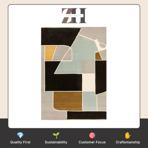 Tapis en laine tufté à la main, design cubiste moderne et géométrique, tapis en laine fait main, fabricant et fournisseur en gros en Inde - Product Image 6
