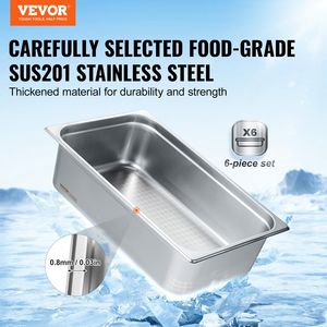 6 confezioni da tavola a vapore in acciaio inossidabile Anti-marmellata da 0.8mm di spessore padella da cucina commerciale profonda 6 pollici per ristorante - Product Image 2