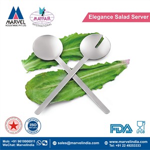 Ensemble de cuillère et de fourchette à salade en acier inoxydable, design classique, serveur à salade, écologique, passe au lave-vaisselle, finition mate - Product Image 2