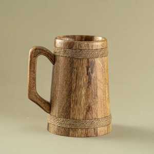 Large Wooden Handmade Luxury Eco-Friendly Beer Tea & Coffee <b>Mug</b> with Handle Microwave Safe - Product Image 1