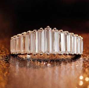 Anillo de media eternidad con corte baguette de moissanita, chapado en oro, plata 925 original, joyería fina para regalo de fiesta para amigos. - Product Image 3