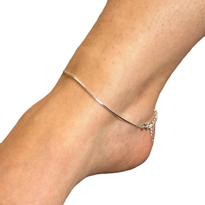 Bracelet de cheville plaqué argent avec chaîne Bijoux polyvalents pour mariages Fiançailles Cadeaux Fêtes Anniversaires - Product Image 1