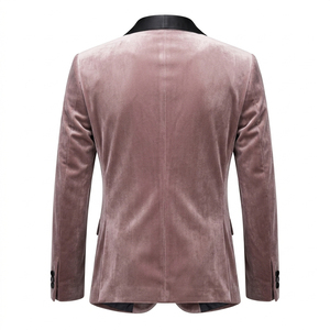 Dusty Pink Mauve <b>Velvet</b> <b>Blazer</b> Men Blush Tone Black Satin Shawl Lapel Single Button Dinner Jacket - Product Image 3