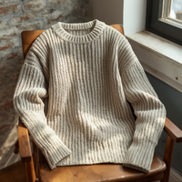 Winterlicher Atmungsaktiver Gestrickter Rundhalspullover mit Langen Ärmeln für Herren, Lässige Strickware, OEM ODM Anpassung, 100% Bio, Vorderseitiges Muster