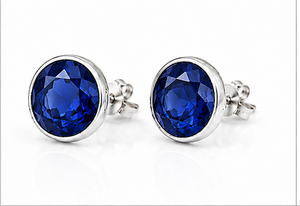 Natural Blue Sapphire <b>Silver</b> <b>Stud</b> Earrings – Faceted Blue Sapphire Gemstone Earrings – Handmade September Birthstone Jewelry - Product Image 1