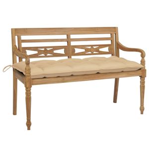47.2 Batavia \ "panca da giardino in legno massello Teak con cuscino Beige - Product Image 1