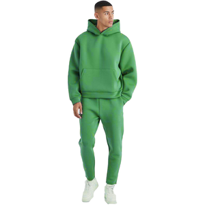 Chándal con Capucha Verde para Hombre, Estilo Casual, Color Sólido, con Bolsillos Laterales, Transpirable, 100% Algodón, Estilo Otoñal - Product Image 2