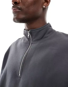 Sweat-shirt polaire demi-zip pour homme, couleur unie, col à capuche, coupe classique, respirant, décontracté, pour l'hiver, anti-boulochage numérique - Product Image 1
