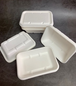 Boîte repas jetable en bagasse écologique pour hôtels et cafés, conteneur alimentaire 1000 ml avec couvercle, non blanchie, forme rectangulaire - Product Image 1