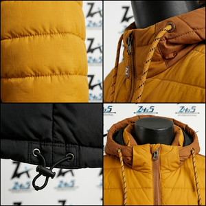 Men's Color Blocking Puffer <b>Jacket</b> Hooded Zipper Closure Windproof Winter Wear Polyester Wadding Casual Style Puffer <b>Jacket</b> - Product Image 6