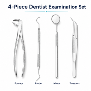 Juego de 4 Piezas de Acero Inoxidable para Examen Dental, Espejo Bucal, Sonda, Pinzas, Fórceps, Kit de Herramientas Reutilizables para Cuidado Bucal, Paquetes para Clínica Dental - Product Image 3