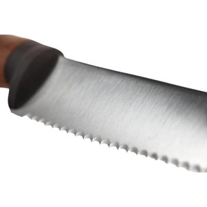 Couteau utilitaire dentelé de 5 pouces, lame en acier inoxydable, lame tranchante, manche en bois brun, double rivet, couteau de cuisine multi-usages - Product Image 4