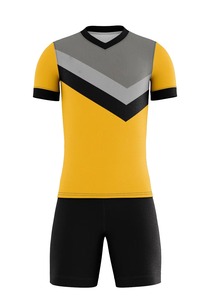 Maillot de football jaune et noir à col en V pour homme, manches courtes, anti-humidité, color-block, en polyester, coupe classique pour adulte - Product Image 6