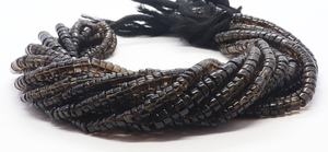 Perles lisses en quartz fumé naturel, perles en quartz en forme de pneu, brin de 12,5 pouces, perles en quartz fumé en forme de roue pour la fabrication de bijoux - Product Image 4