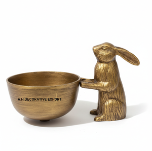 Elegante Tazón Decorativo de Aluminio con Forma de Conejo, Bandeja para Joyas y Objetos Pequeños Centro de Mesa Moderno y Sofisticado con Diseño de Conejo Ecológico - Product Image 1
