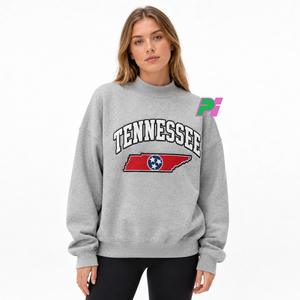 เสื้อสเวตเชิ้ตคอเต่าผู้หญิง พร้อมตัวอักษร TENNESSEE และลายปัก MAP เสื้อสเวตเชิ้ตคอเต่าหนานุ่มสำหรับฤดูหนาว - Product Image 1