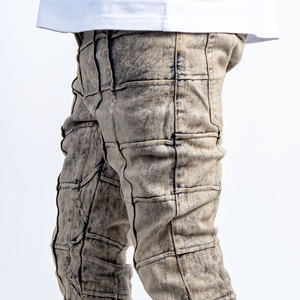Pantalones Vaqueros de Hombre con Parches Desgastados, Estilo Urbano, Cintura Elástica, Tela de Lona de Peso Medio, Casuales de Primavera - Product Image 5