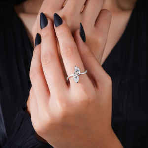 แหวนเพชรทรงมาร์คีส์และทรงกลม 14KT ทองคำเหลือง เพชรเพาะเลี้ยงสำหรับผู้หญิง เครื่องประดับหรูหรา 16 เม็ด ของขวัญวันครบรอบ น้ำหนัก 1.75 กรัม - Product Image 2