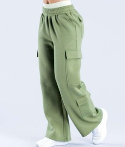 Pantalon cargo taille haute en toile 100% coton pour femme, style décontracté automne - Product Image 4