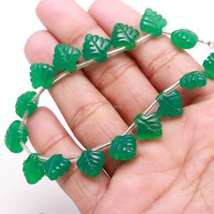 Cuentas de ónix verde natural en forma de hoja, cuentas de piedras preciosas talladas a mano para la fabricación de joyería, 10-11 mm, 8 pulgadas, ónix verde, suministro al por mayor. - Product Image 6