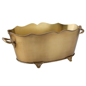 Antique Bronze Brushed Oval Beverage Tub With Ornate Feet Cast Handles Elegant Wedding Banquet Party For Wedding Drinks - Product Image 2