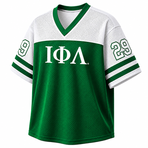 Camiseta Personalizada de la Hermandad Iota Phi Lambda con Cuello en V, Bloques de Color Verde y Blanco, Manga Corta, Estilo Casual para Mujer, Malla de Poliéster - Product Image 4