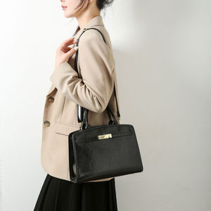 Sac messager pour femme en cuir véritable fait main, rétro, bandoulière, fermeture éclair sécurisée, motif losanges, logo, durable, décontracté, voyage - Product Image 2