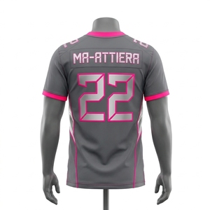 Custom Gray Pink Football Jersey Men Metallic Trim <b>Mesh</b> Sports Team Uniform Short Sleeve Athletic Game <b>Shirt</b> Wholesale - Product Image 4