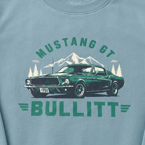 Sweat-shirt vert à col rond pour enfants garçons, pull à manches longues avec imprimé graphique Mustang GT Bullitt vintage - Product Image 3