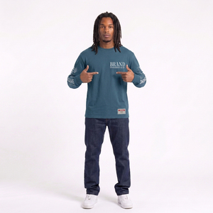Sweat-shirts pour hommes personnalisés en molleton de coton, coupe oversize à épaules tombantes, grande taille, en molleton bouclette de poids moyen, avec impression graphique et col rond - Product Image 4