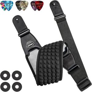 Sangles de guitare LEKATO pour guitare électrique et basse, sangle de guitare rembourrée de 3,5 pouces de large avec rembourrage en néoprène et rembourrage en éponge 3D pour basse - Product Image 2