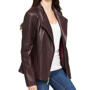 Chaquetas de mujer color marrón oscuro con logotipo personalizado RTS Sales, chaqueta moderna para invierno, abrigos de cuero elegantes, chaqueta bomber genuina Highstreet - Product Image 3