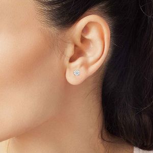 Round Brilliant Cut Lab Grown Diamond Stud <b>Earrings</b> Three Prong Martini Screw <b>Back</b> Jewelry 14K 18k Pure Gold Engagement <b>Earrings</b> - Product Image 2