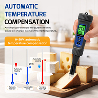 Alat Ukur pH Makanan Digital 4-in-1 dengan Probe Runcing, Penguji Daging, Adonan, Keju, Presisi Tinggi, Pengukur pH, EC, TDS, Suhu, Pena Penguji Kualitas Air
