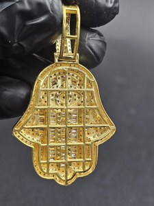 Colgante de mano Hamsa, colgante de Fátima, colgante de talismán espiritual, colgante de Hip Hop, colgante de plata 925, colgante de protección para los ojos para hombres - Product Image 6